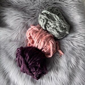 Chunky Yarn Bundle in Gray, Pink, and Purple